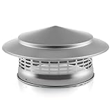 Singvon 8' Round Chimney Cap, 304 Stainless Steel Chimney Cover with Screen, Stove Pipe Chimney Cap, Silver