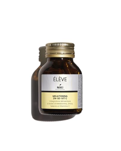 Élève Niki Natural Alchemy Melatonina Zinco Selenio e Vitamina C, Integratore Alimentare Antiossidante, Sonno Profondo e Difese Immunitarie, Senza Glutine e Lattosio, 60 Capsule