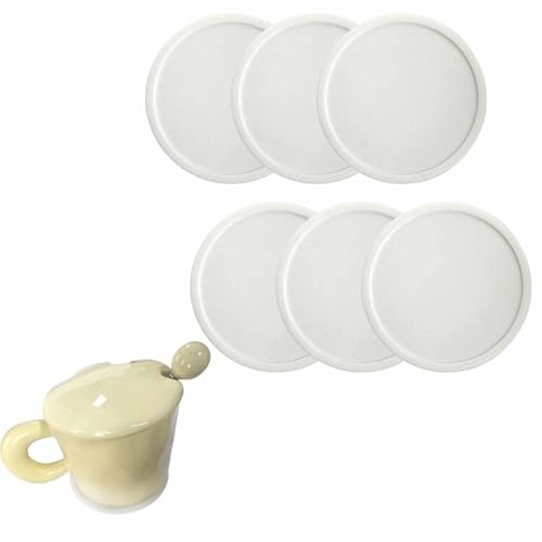 6-Pack White Silicone Drink Coasters - Non-Slip Heat-Resistant Cup Pads for Dining Table, Desk & Office - Dishwasher Safe Coaster Set for Coffee, Tea, Beverages