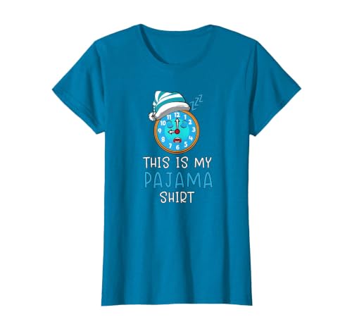 This is My Pajama Shirt Funny Bedtime Clock Slumber Party T-Shirt, Women, Sapphire Blue, Large