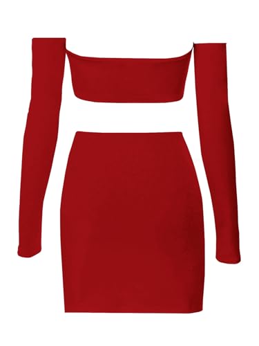 Image of Women's Summer Two-Piece Skirt Sets Sexy Off Shoulders Top Y2K Going Out Short T-Shirt Sets Mini Dress Outfits D293