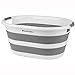Russell Hobbs LA053879WHTEU cesta de lavado plegable, 27L Cesta colada, contenedor de almacenamiento plegable de plástico, asas ergonómicas, cesta ropa que ahorra espacio, blanco/gris