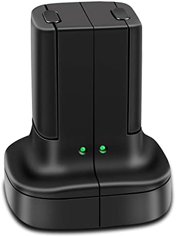Rechargeable Battery for Xbox 360, 2 Pack Battery with Dual Charging Station Dock Charger Stand Base for Xbox 360 Wireless Controller Black