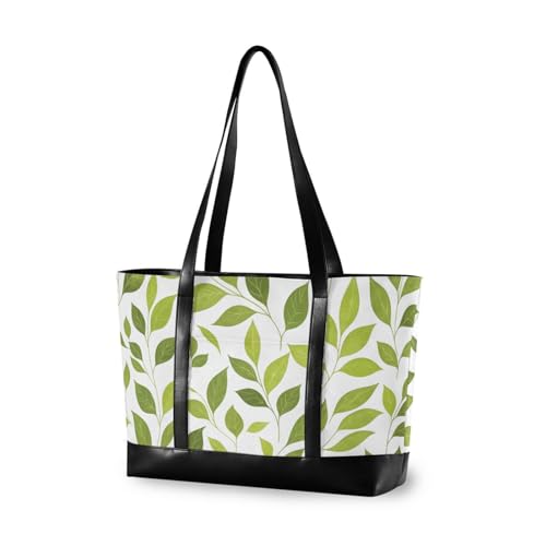 KLL Green Safari Leaves trendy laptop tote with zipper bags for work Large Handbag for commuter with maletin ejecutivo para mujer