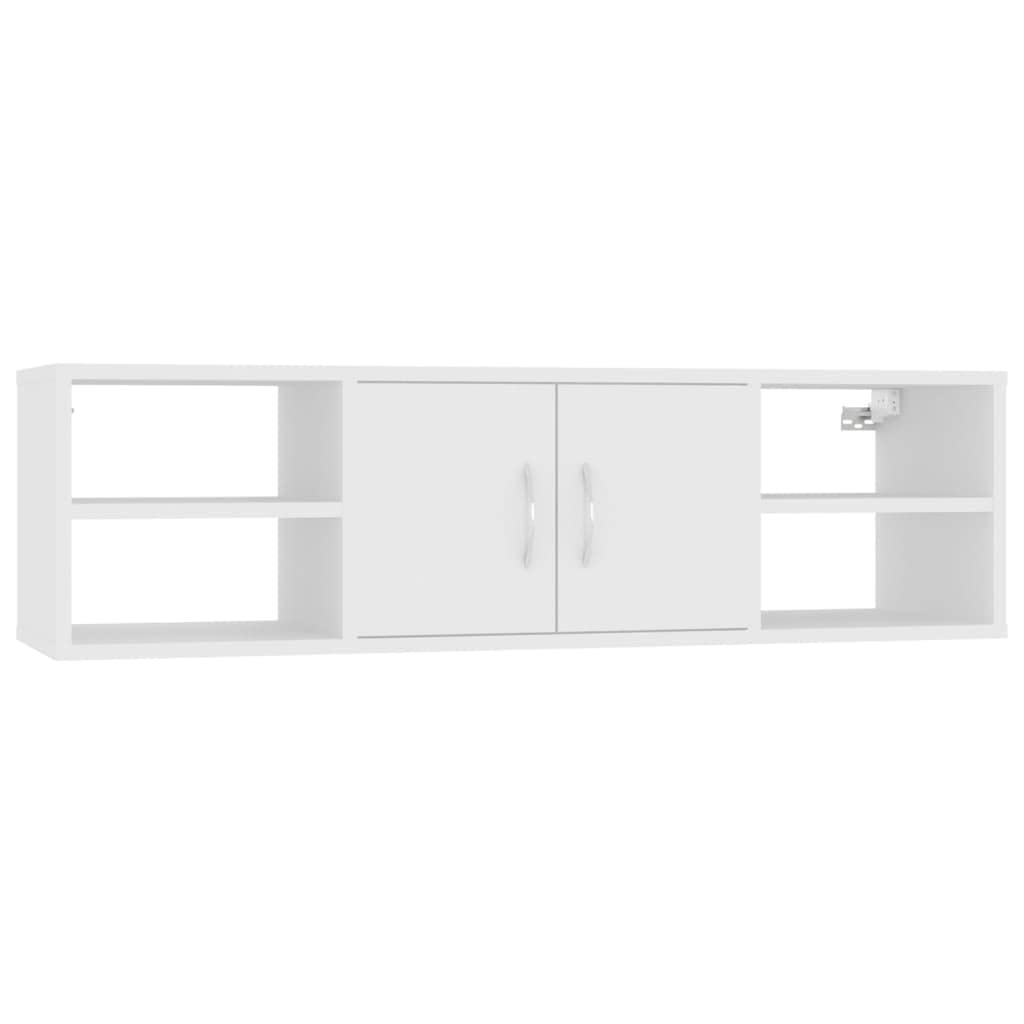vidaXL Wall Shelf Indoor Furniture Wall-Mounted Cabinet Kitchen Shelf Bookcase Hanging TV Cabinet Display Shelf CD Cabinet White Engineered Wood