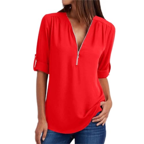 V Neck Chiffon T Shirts for Women Fall Summer Loose Fit Long Basic Tops Shirts Women 2024