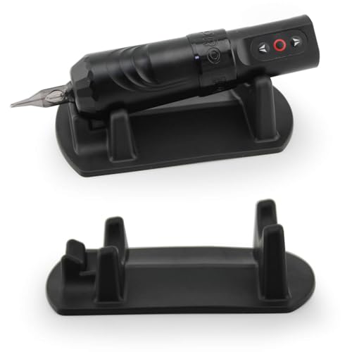 Tattoo Machine Stand - Rubber Tattoo Pen Holder Tattoo Machine Rack Compatible with Rotary Tattoo Guns & Coil Machines Anti-Slip Base Stable Pen Display Stand Tattoo Pen Tray (Black 1 Pack)