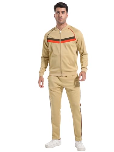 W JIANWANG Mens Tracksuit Sweatsuits 2 Piece Casual Jogging Warm Up Full Zip Athletic Long Sleeve Sets3