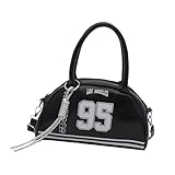 Hkfgdjdl Damen Schultertasche mit verstellbarem Riemen PU-Leder Handtasche Casual Crossbody Geldbörse Bowling Taschen für Frauen