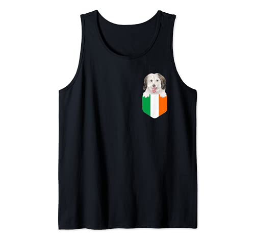 Ireland Flag Coton de Tulear Dog In Pocket Tank Top, Black, S