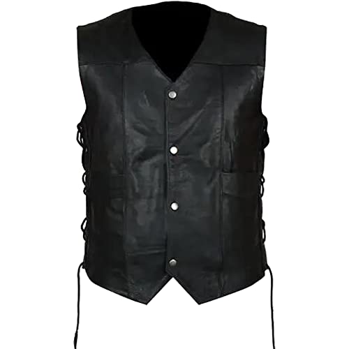 Men's Walking Dead Daryl Dixon Black Leather Vest Jacket with Angel Wings2