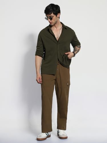 Image of Urbano Fashion Men's Loose Baggy Fit Cargo Jogger Chino Pant with 6 Pockets Stretchable