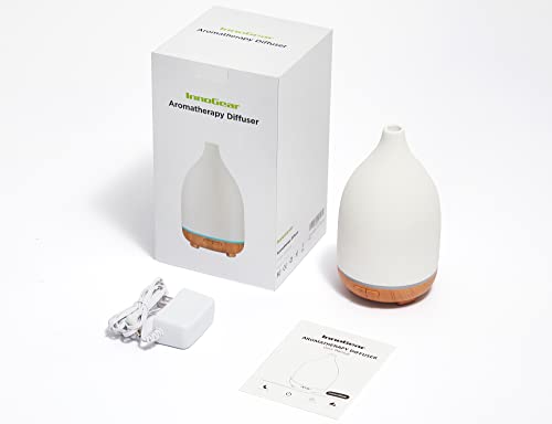 Innogear Oil Diffuser, 150Ml Handcrafted Ceramic Diffuser For Essential Oils Aromatherapy Diffuser Ultrasonic Cool Mist Humidifier With 2 Mist Modes Waterless Auto Off For Room Office, Ceramic White #TOP6