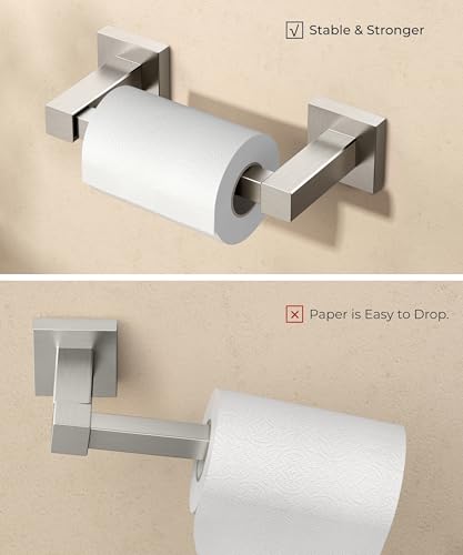 Image of FORIOUS Toilet Paper Holder Wall Mount, Stainless Steel Rustproof Double Post Pivoting Tissue Roll Holder for Bathroom, Commercial Toilet Paper Dispenser (Stainless Steel, Square 2 Pack)