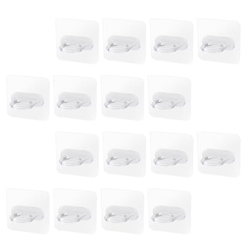 ULTECHNOVO Lot de 16 Crochets Autocollants Transparents pour Salle de Bain Cuisine, Support Mural Auto-adhésif sans Clous, Porte-flacon Pulvérisateur et...