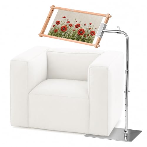 ZXCTETO Rotating Adjustable Embroidery Floor Rack with Side Clamp Metal Needlepoint Support Compatible with Lowery Fits Q-Snap Frames & 20 Inch Scroll Rods