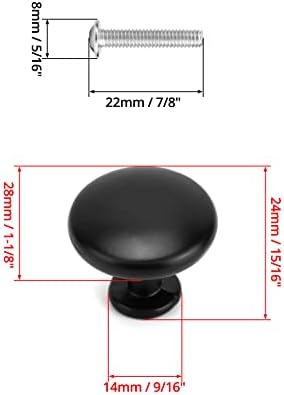 QWORK 12 Pcs Black Cabinet Knobs Door Knobs, 30mm Round Wardrobe Door Handles Aluminum Alloy for Cabinets/Cupboards/Drawers/Wardrobes, Screws Included