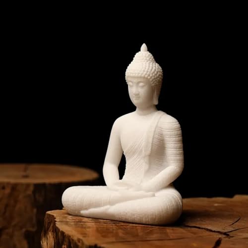 Image of Ekhasa Nostrae White Buddha Show Pieces for Home Decor Living Room Decor Items | Cute Showpieces Gift Item for Decoration | Serene Center Table Tv Showcase Office Interior Statue Figurines