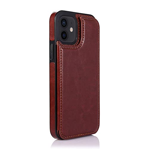 Étui portefeuille en cuir de luxe pour iPhone 11 chic marron