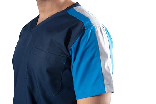 Image of UNIFORM CRAFT Men's Designer Scrub Suits DSDV04 || 6 pocket scrubs | Ideal for doctors, dentists, vets, nurses & healthcare professionals