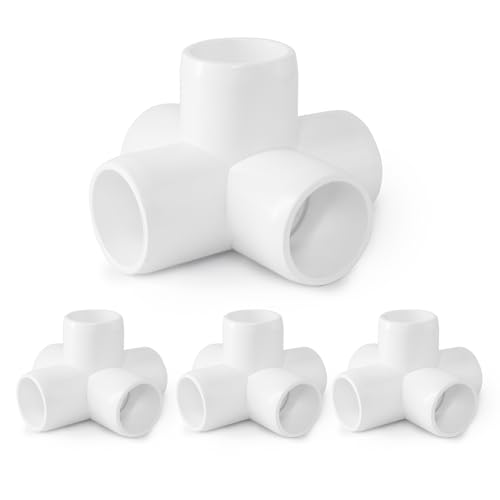 5 Way PVC Pipe Fittings 3/4 Inch, Zernmiarder White PVC Elbow Corner Side Outlet Tee Fitting, SCH40 Furniture Grade Pipe Connectors - Fits 3/4