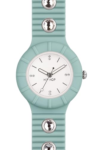 Hip Hop Orologio HWU0586 Donna Crystal Quadrante MONO-COLORE Bianco Movimento Solo Tempo - 3 Lancette Quarzo E Cinturino Silicone Azzurro - 2