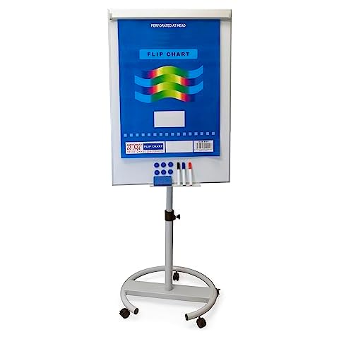 Audio-Visual Direct Magnetic Easel Style Whiteboard Set (39.5" x 27") with Easel Pad, Markers, Magnets, & Eraser - Mobile Dry-Erase Flipchart Stand Cover