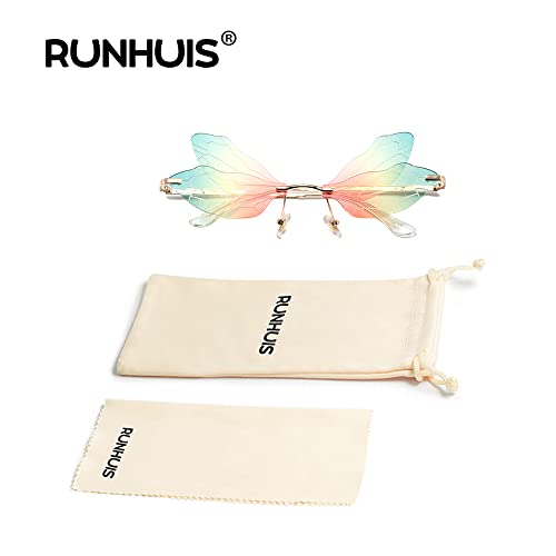 Image of Dragonfly Rimless Sunglasses Wing Shaped Butterfly Fairy Shades Glasses Fashion Party Sunglasses for Women Men