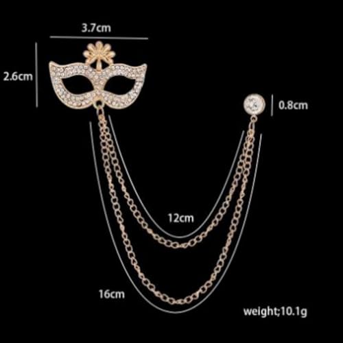 Image of 2PCS Crystal Hanging Chain Brooch Suit Pin for Men Women Vintage Crown Cross Star Diamond Broochs Gold and Silver Wedding Brooch for Clothes Dress Hats Bags Accessory