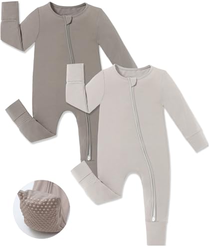 Image of JunNeng Viscose from Bamboo Sleeper with Mittens, 2 Way Zipper Baby Boy Pajamas, Non Slip Sleep'N Play Romper