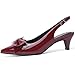 Susanny Burgundy Slingback Kitten Bow Heels for Women Dress Shoes Low Sexy Heel Closed Pointed Toe Elegant Wedding Pumps Party Evening Prom Dance Ankle Strappy Comfortable Shoes 6.5