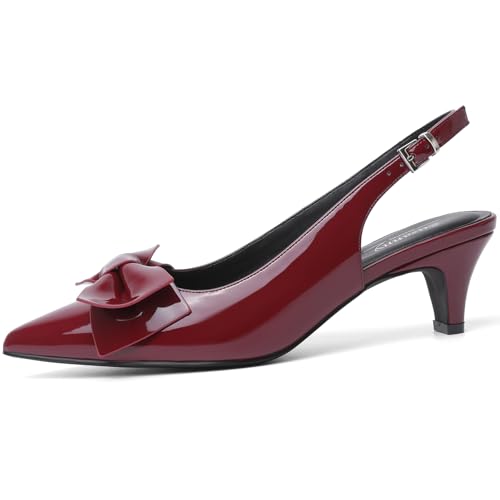 Image of Susanny Kitten Heels for Women Closed Pointed Toe Slingback Shoes