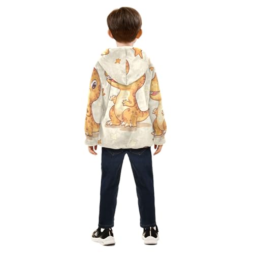 Cute Dinosaur Tyrannosaurus Rex Girls Fleece Jacket Girls Fall Jacket Girls Zip Up Hoodie Girls Sherpa Jacket 2-10T4