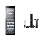 Haier WS171GA Weinkühlschrank + Premium Weinöffner-Set / 166 Flaschen / Höhe 185 cm / LED Display / UV-undurchlässige Glasscheibe / Anti-Vibrationskompressor / Innenbeleuchtung / Schwarz