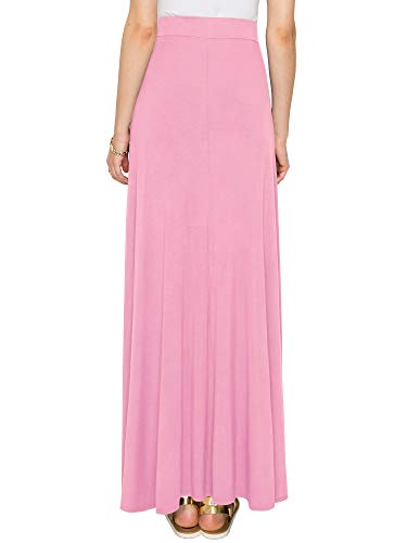 Lock and Love Women's Casual Comfy Stylish High Waist Flare Long Maxi Skirt – Available in Print & Solid Options