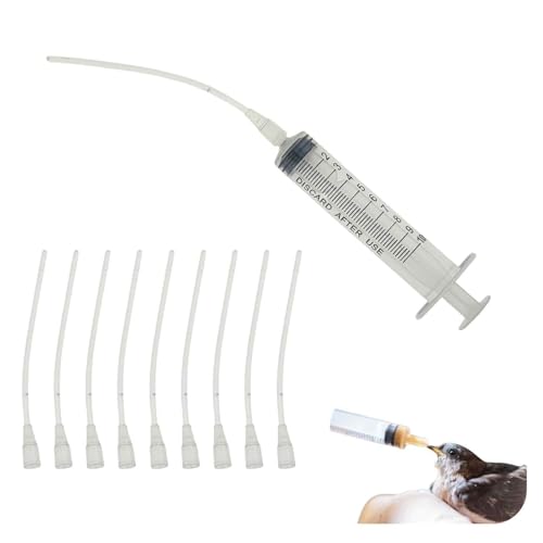 Yowfond Lot de 11 seringues avec tuyau, seringue de 10 ml pour pigeons et oiseaux, accessoires pour élevage et alimentation, sonde d'alimentation pour l'eau, les médicaments et l'alimentation