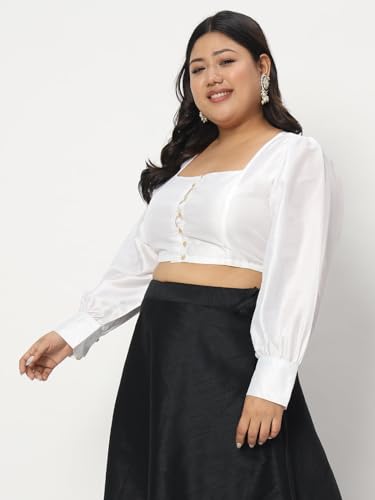 Image of studio rasa Women's Plus Size Chroma Button Down Crop Top for Wedding Festive Party
