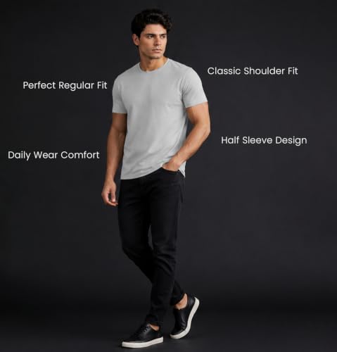 Image of Sleepynuts Men's Everyday Wear Crew Neck Regular Fit T-Shirt | Half Sleeve Solid Plain Casual T-Shirt for Men | Soft Breathable Fabric |