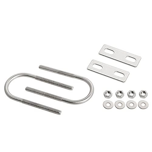 Image of Round U-Bolts 1.38 inch(35mm) Inner Width M6 Thread 304 Stainless Steel Silver with Plates Nuts Flat Washers for Car /RV /Trailer Bumper, 2Pcs