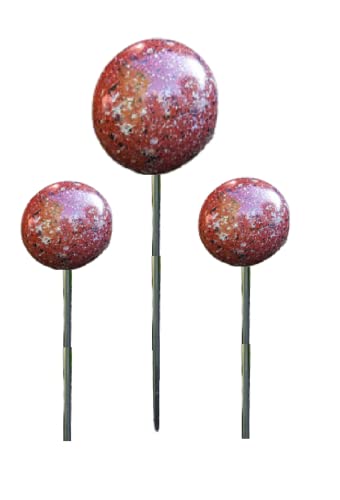 Jürgen Bocker Garten-Ambiente Gartenstecker Rosenkugel 3er-Set 15-10-10 cm Edelstahl mit Granitlackierung in rot auf Stab 80 cm Cover