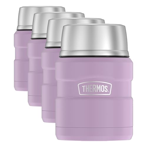 Image of THERMOS Stainless King Vacuum-Insulated Food Jar with Spoon, 16 Ounce, Matte Lavender (Pack of 4)