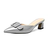 Zamikoo Mules for Women, Pointed Toe Low Kitten Heel Sandals, Slip On Low Heels Pump Slippers for Dr