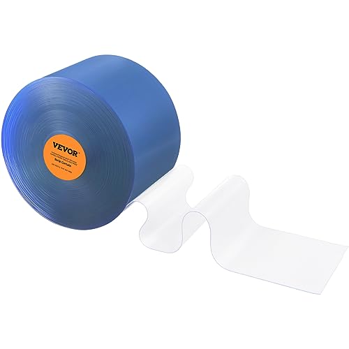 Image of VEVOR Clear PVC Strip Curtain, 150 ft Length x 8 in Width, Plastic Door Strip Bulk Roll, Walk in Freezer Cooler Curtain Strips for Doorways of Supermarket, Garage, Warehouse, Barn, Pet Animal House