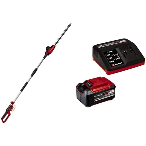 Einhell Taille-haie télescopique sans Fil GC-HH 18/45 Li T-Solo Power X-Change (li-ION, 18 V, poignée Principale orientable, Bloc Moteur inclinable sur 7 Positions) avec Chargeur et Batterie 5,2Ah