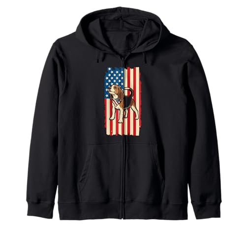 Beagle Bandera Americana Patriótica 4 de Julio Diseño Sudadera con Capucha