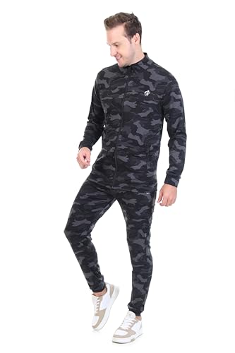 Image of BLUE STAR SHARK Men's Athletic Gym Running Sports Tracksuit | Regular Fit Sportswear | Nylon Zip Closure | Stand Collar Design | 2 Side Zipper Pockets | Comfortable & Stylish Track Suit for Men