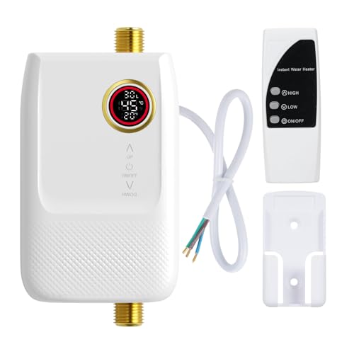 Weytoll Mini Calentador de Agua Instantáneo Eléctrico 220 V 5500 W, Calentador de Agua Eléctrico Universal con Pantalla Digital, Sin Tanque, para Baño, Cocina, Lavado