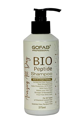 GOFAB PROFESSIONAL BIO PEPTIDE SHAMPOO 275ML DAMAGE REPAIR ROOT STRENGHTENING WITH BIOTIN COLLAGEN INTENSE HYDRATING