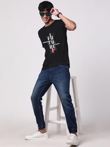 Image of ADRO Men's Graphic Printed 100% Cotton T-Shirt - Regular Fit, Printed T-Shirts for Men