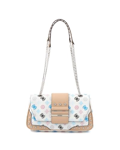 GUESS Women's Greta Convertible Crossbody Should Bag Handbag - White Multi
